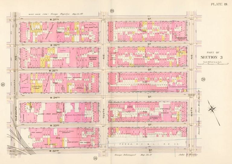 Item nr. 160363 Section 3: Plate 19. Atlas of the City of New York. Bromley, GW Bromley, Co.