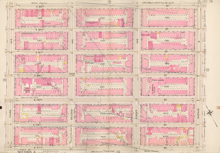 Item nr. 160372 Section 5: Plate 28. Atlas of the City of New York. Bromley, GW Bromley, Co.