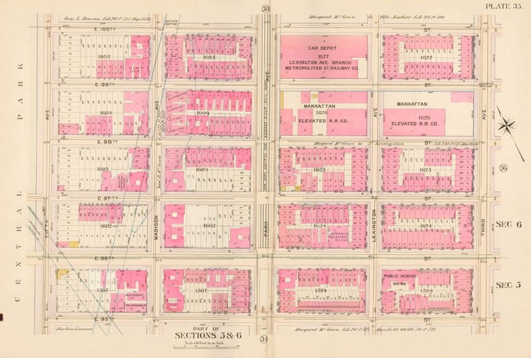 Item nr. 160374 Sections 5 & 6: Plate 35. Atlas of the City of New York. Bromley, GW Bromley, Co.