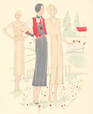 Item nr. 160377 9. Beige, red, and gray jersey ensembles. Très Parisien. Germaine-Paule Joumard,...