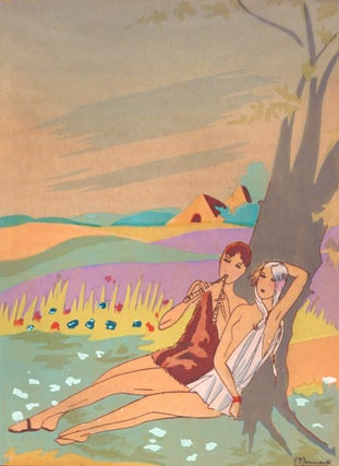 Item nr. 160416 Daphnis, assis sous le chene, jouait de la flute, Chloe assise aupres de lui....