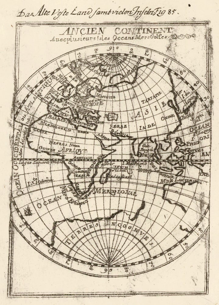 Item nr. 160475 Ancient continent with several islands, oceans, and seas. Description de l'Univers. Allain Manesson Mallet.