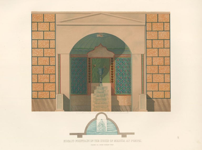 Item nr. 160723 Mosaic Fountain in the House of Medusa at Pompei. Specimens of Ornamental Art. Lewis Gruner.