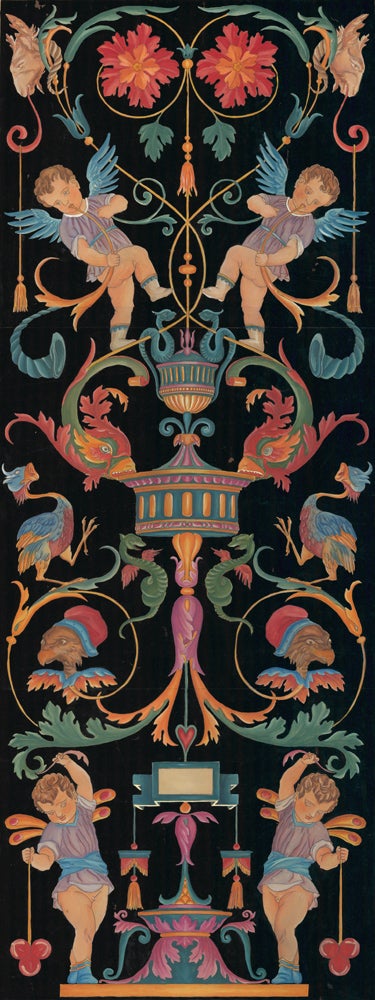 Item nr. 160870 Intarsia Füllung am Chorgestühl in San Marco, Venedig [Intarsia design in San Marco, Venice]. Italienische Flachornamente aus der Zeit der Renaissance. Moritz Meurer.