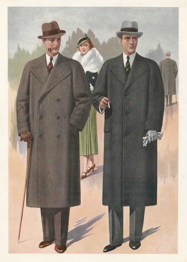 Item nr. 160923 Men Smoking in Overcoats. Jean Darroux.