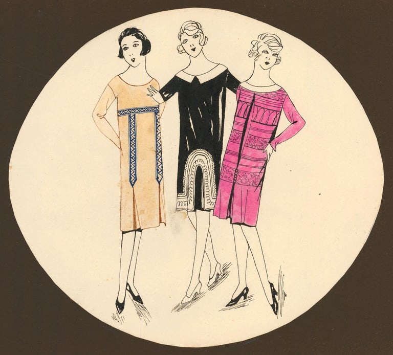 Item nr. 160993 Three Fashionable Girls. Unknown artist.