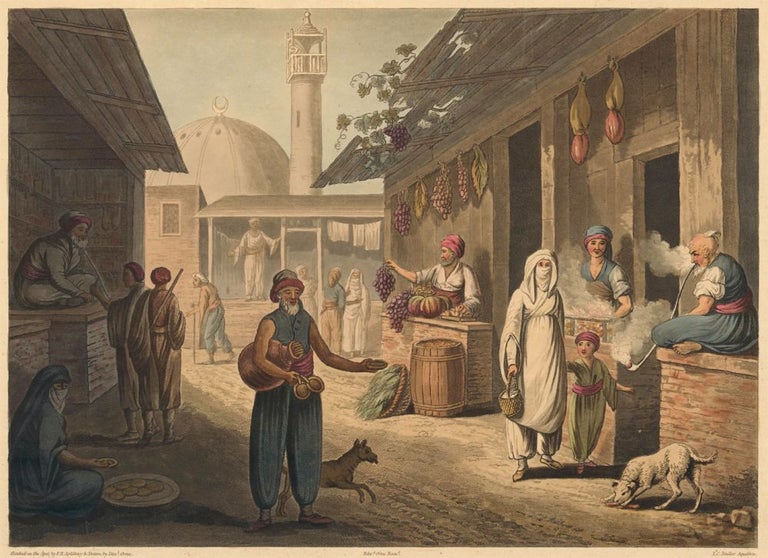 Item nr. 161062 A Market in Acre [Palestine]. Francis B. Spilsbury, Daniel Orme.