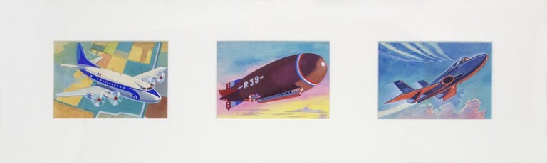 Item nr. 161516 Jet Planes and Zeppelin. Science Fiction Imagery and Futuristic Landscapes. French School.