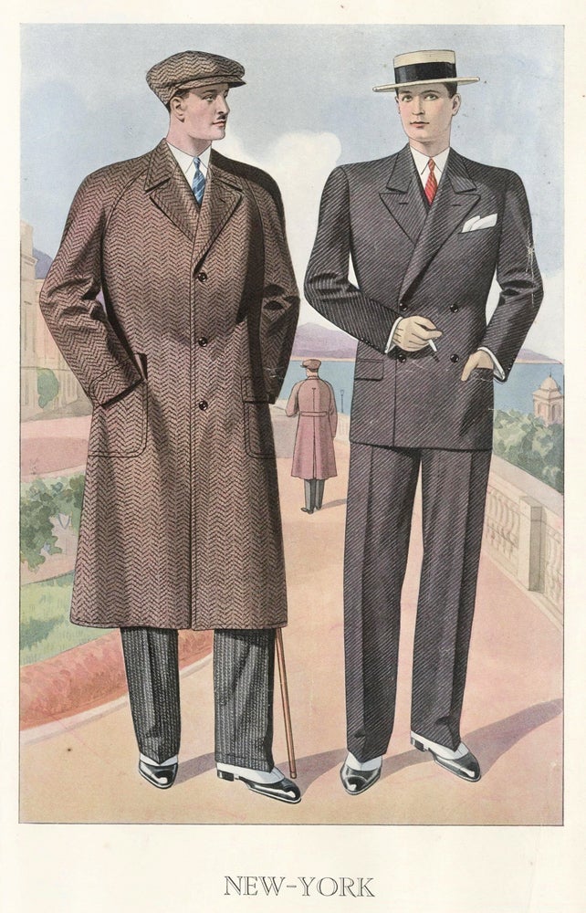 Item nr. 161606 New-York [Men's Fashion Illustration]. Bulletin Officiel de la Mode. L. Gaudet.