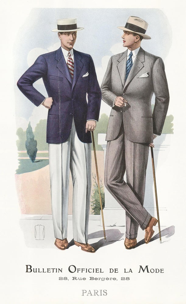 Item nr. 161610 Paris [Men's Fashion Illustration]. Bulletin Officiel de la Mode. L. Gaudet.