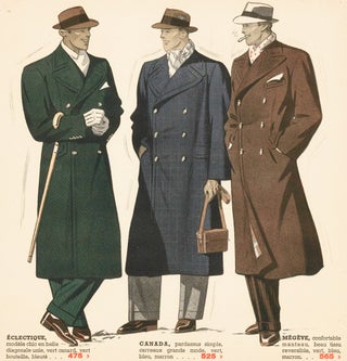 Item nr. 161613 Eclectique, Canada, Megeve coats [Men's fashion]. Bayard Fraisse-Vetements....