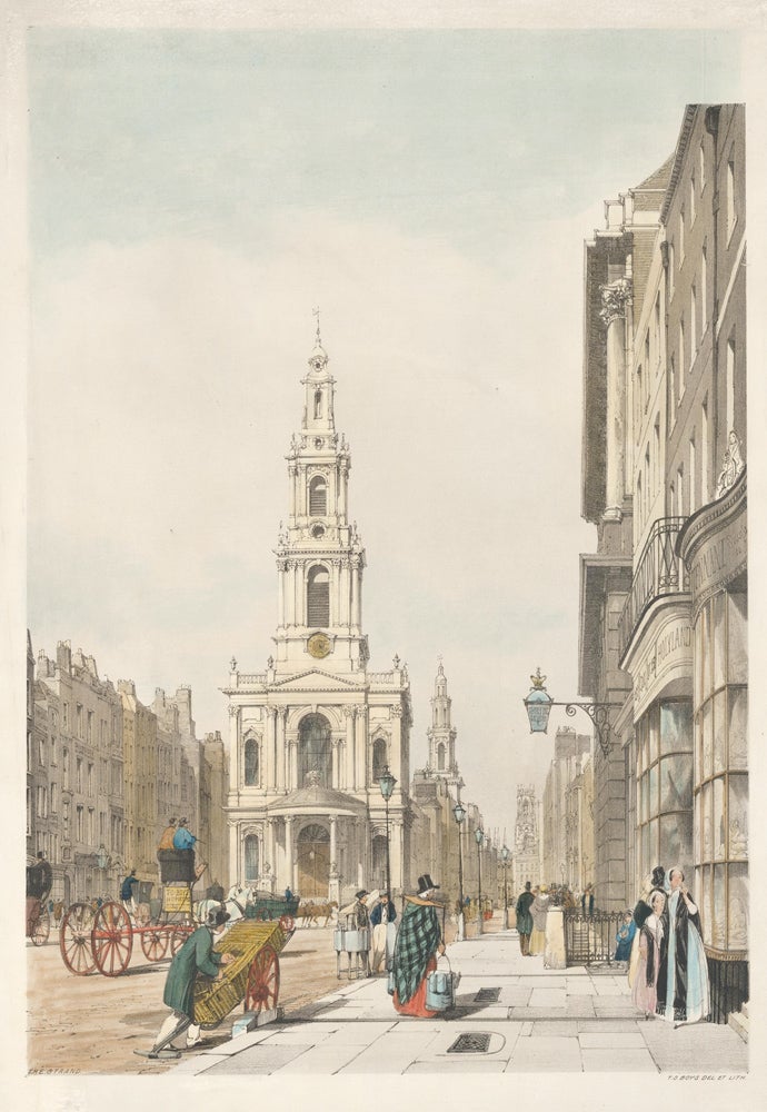 Item nr. 161715 The Strand [St Mary le Strand, St Clement Danes, and St Dunstan Churches and the Somerset House]. London As It Is. Thomas Shotter Boys.