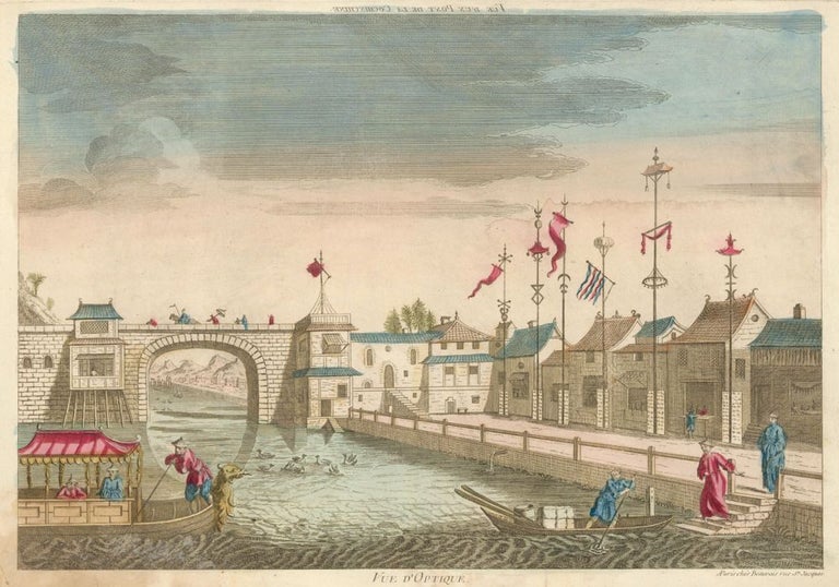 Item nr. 161765 Vue d'Optique, d'un Pont de la Cochinchine et la maniere dont les Bateaux sont distingue par leur Pavillon [China]. Jacques Chereau.