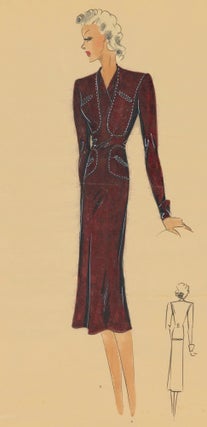 Item nr. 161889 410. Western-inspired ranch dress. Original Fashion Illustration. Ginette de...