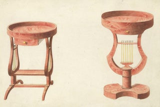Item nr. 161915 Two small round tables. Cabinet-maker's catalog of Charles X furniture. French...