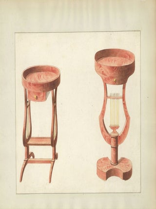 Two small round tables. Cabinet-maker's catalog of Charles X furniture.
