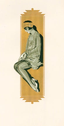 Item nr. 162181 118. Woman with gold border. Stockings Advertisement Illustration. German School