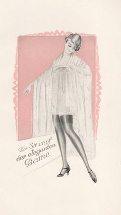 Item nr. 162190 75. Der Strumpf der eleganten Dame. Stockings Advertisement Illustration. German...