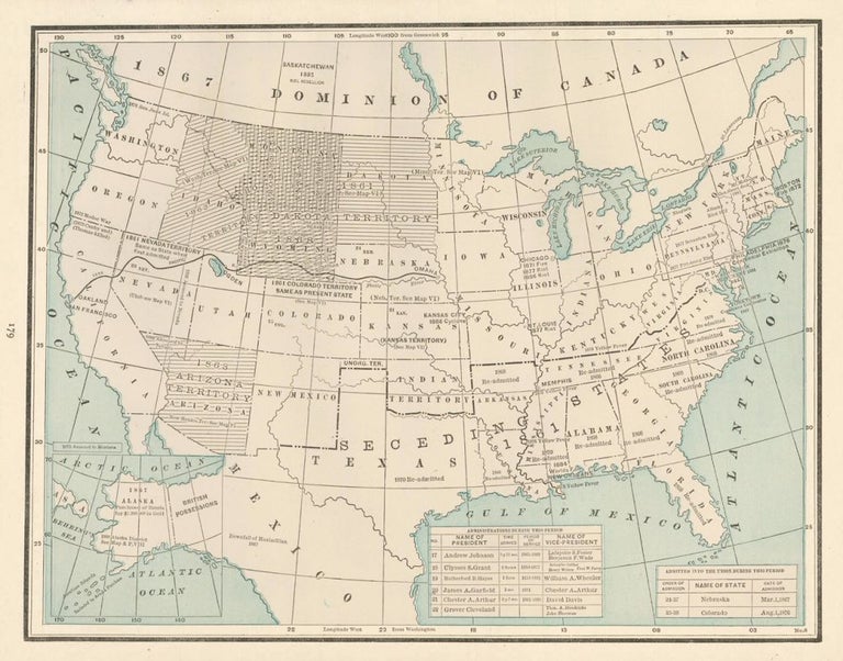 Item nr. 162209 United States in Peace [1865-1889]. Cram's Unrivaled Atlas of the World. George Franklin Cram.