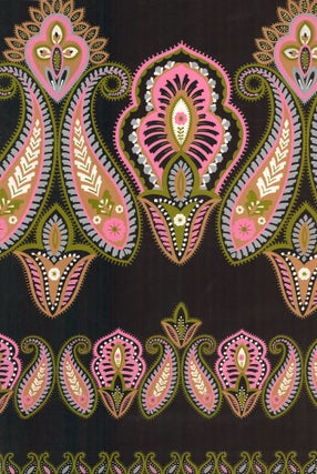 Item nr. 162230 Moss green paisley pattern with rosy pink accents. Jacques Laplace