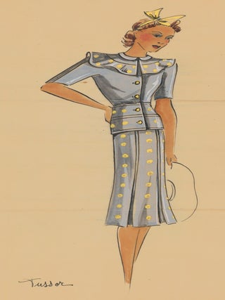 Item nr. 162496 Alice blue outfit with ruffled collar and polka-dots. Original Fashion...