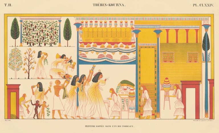 Item nr. 162537 Peinture copiee dans l'un des tombeaux. Thebes-Kourna. Monuments de l'Égypte et de la Nubie. Jean-François Champollion, Jean-Francois Champollion.