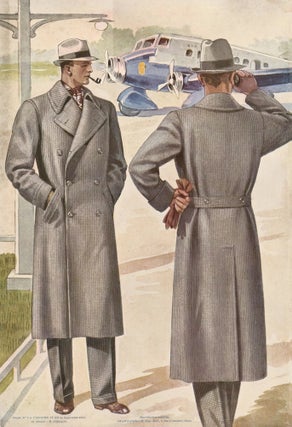 Item nr. 162556 Men in double-breasted overcoats, standing in front of an airplane. Jean Darroux