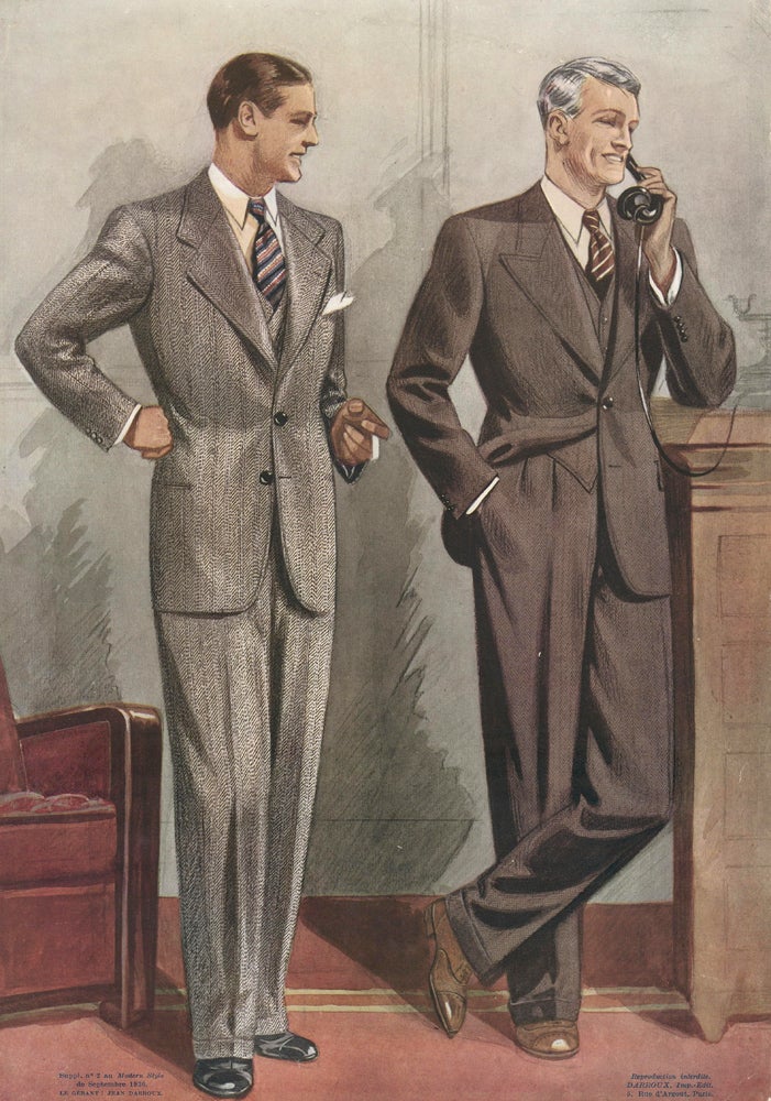Item nr. 162559 Brown and grey tweed suits. Jean Darroux.