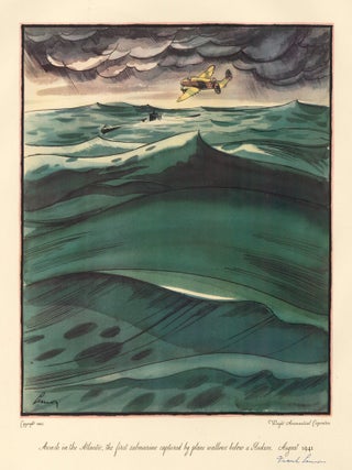 Item nr. 162616 Awash in the Atlantic, the first submarine captured by plane wallows below a...