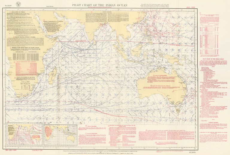 Item nr. 162642 Pilot Chart of the Indian Ocean. U S. Navy.