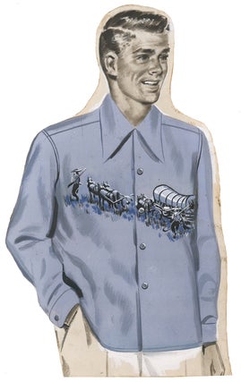 Item nr. 162645 Men's Shirt with Covered Wagon. AJ Fitzsimons