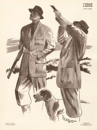 Item nr. 162734 Hunting fashion in tweed, for Spring 1952. L'Homme. Zveg