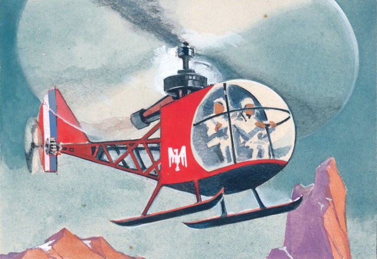 Item nr. 162994 Helicopter. Science Fiction Imagery and Futuristic Landscapes. French School.