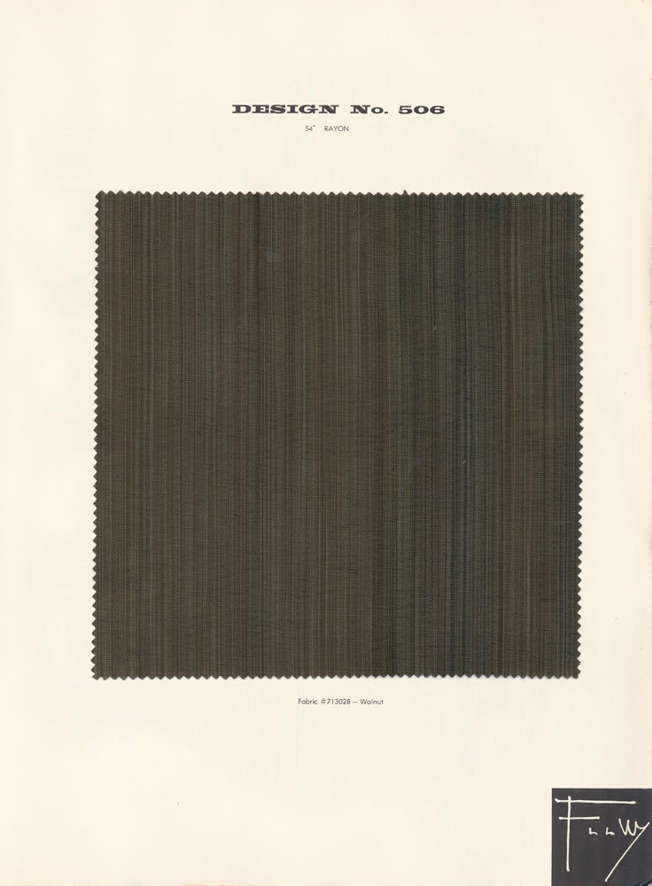 Item nr. 163011 Design No. 506. Schumacher's Taliesin Line of Decorative Fabrics and Wallpapers Designed by Frank Lloyd Wright. Frank Lloyd Wright, F. Schumacher.