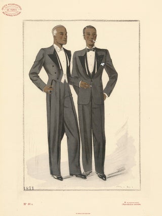 Item nr. 163186 Smoke break in smoking jackets. Societe Philanthropique des Maitres Tailleurs de...