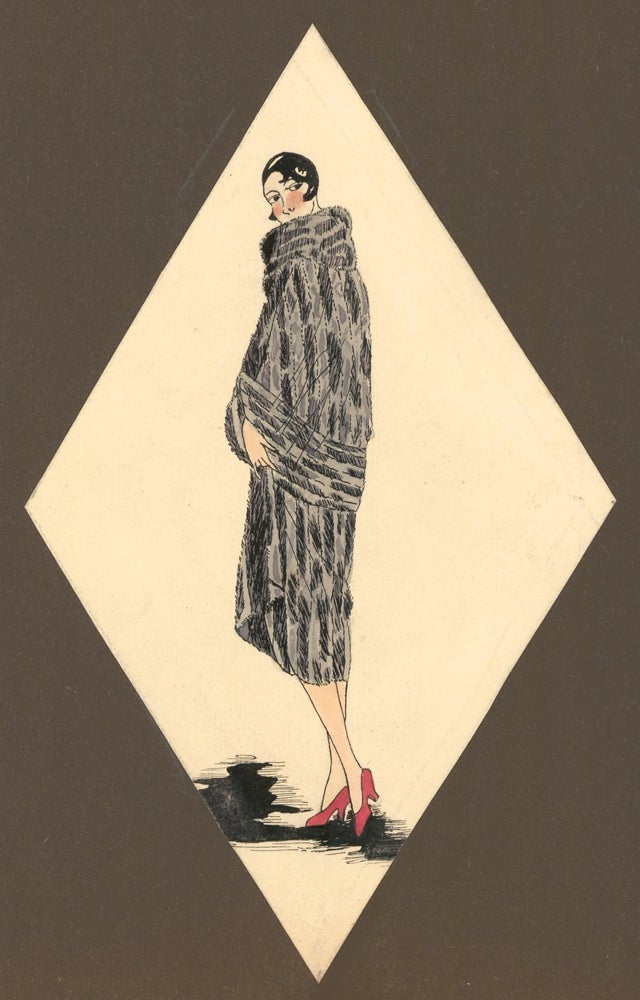 Item nr. 163293 Woman in a Spotted Fur Coat. Unknown artist.