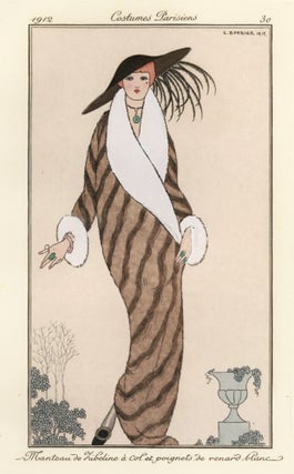 Item nr. 163488 Sable [Marten] Fur Coat with White Fur Sleeves. Costumes Parisiens. George Barbier