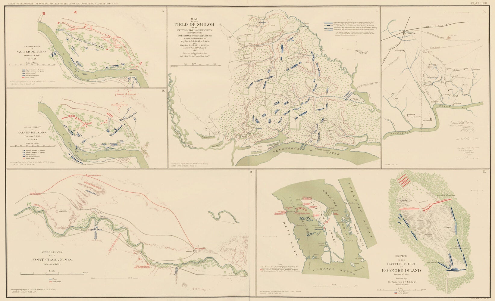 Fort Craig Map Valverde, Fort Craig, Shiloh, Corinth to Pittsburg Landing, and Roanoke ...