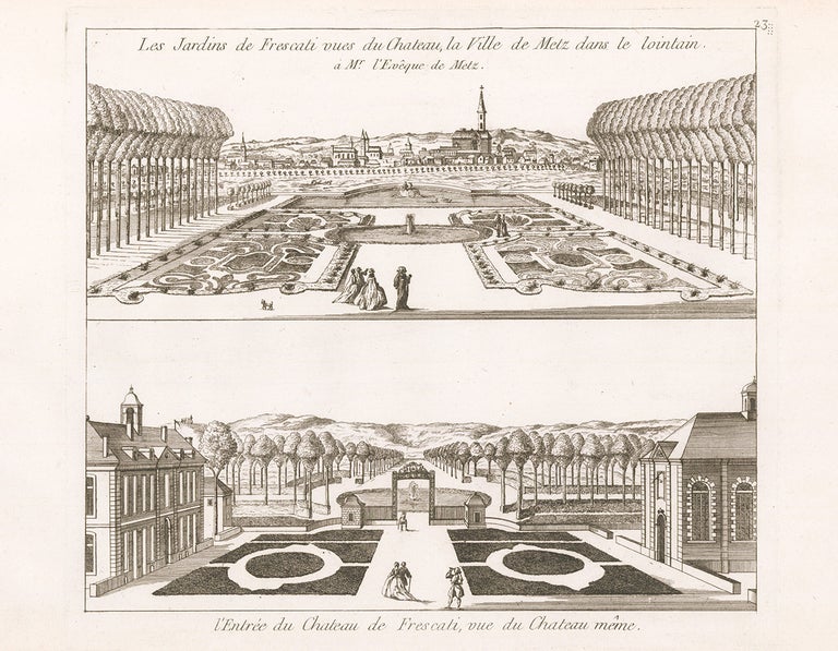 Item nr. 164338 Les Jardins de Frescati vues du Chateauy, la Ville de Metz dans le lointain. George Louis Le Rouge.