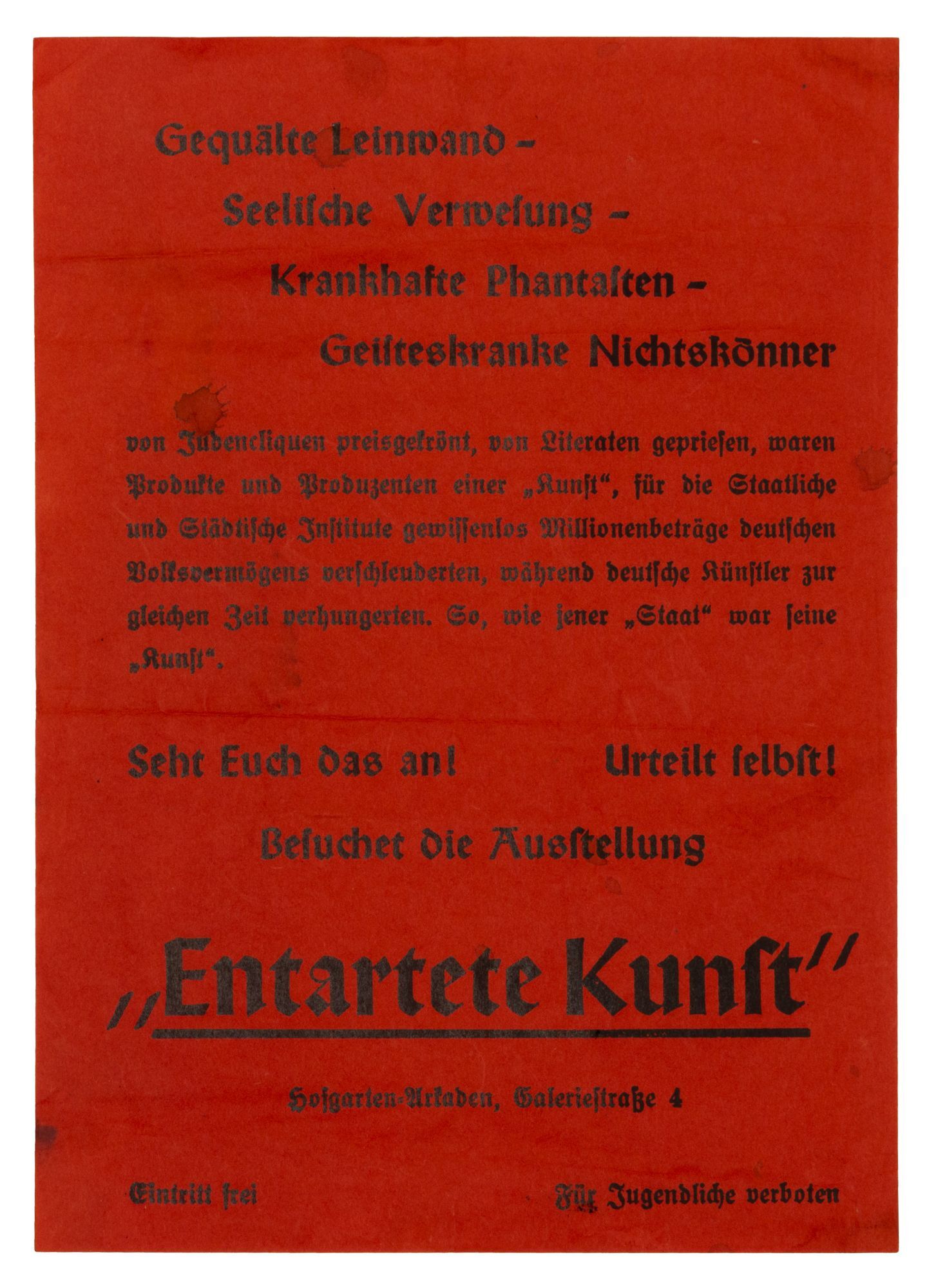 Jenseits des Kinos. 展覧会図録 Entartete Kunst.. Catalogue, Poster and Postcard | ENTARTETE KUNST