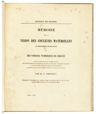 Memoire sur la vision des couleurs materielles en mouvement de rotation et des vitesses numeriques de cercles....