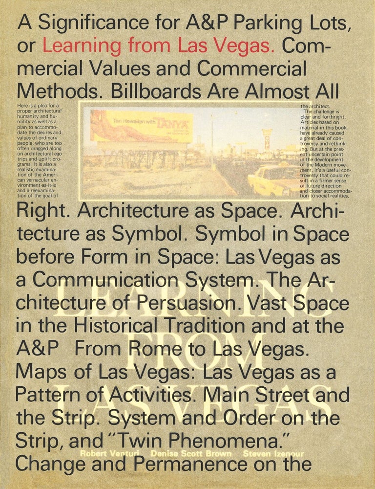 Item nr. 173158 Learning from Las Vegas: Facsimile Edition. Robert Venturi, Denise Scott Brown, Steven Izenour.