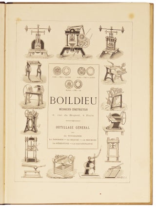 Outillage Typographique: La Brochure, La Réliure... catalogue et prix courants.