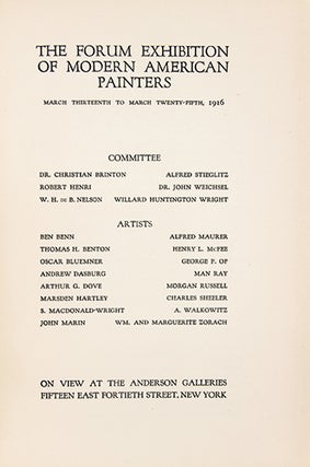 THE FORUM EXHIBITION OF MODERN AMERICAN PAINTERS.